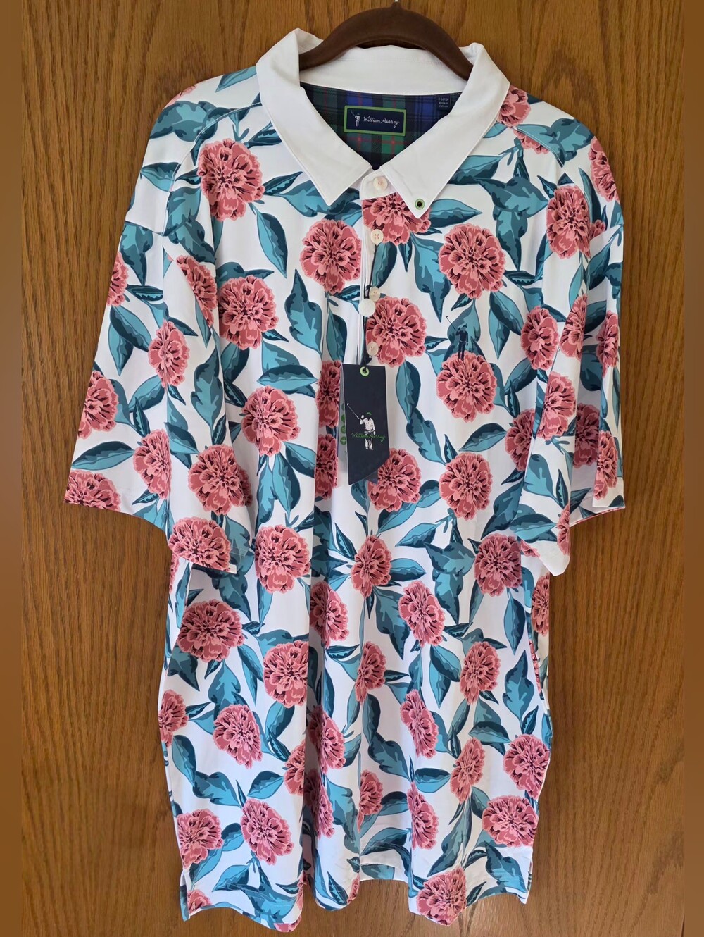 WILLIAM MURRAY Golf Polo Shirt Men's EXTRA LARGE Floral "Tropical Mums" NWT